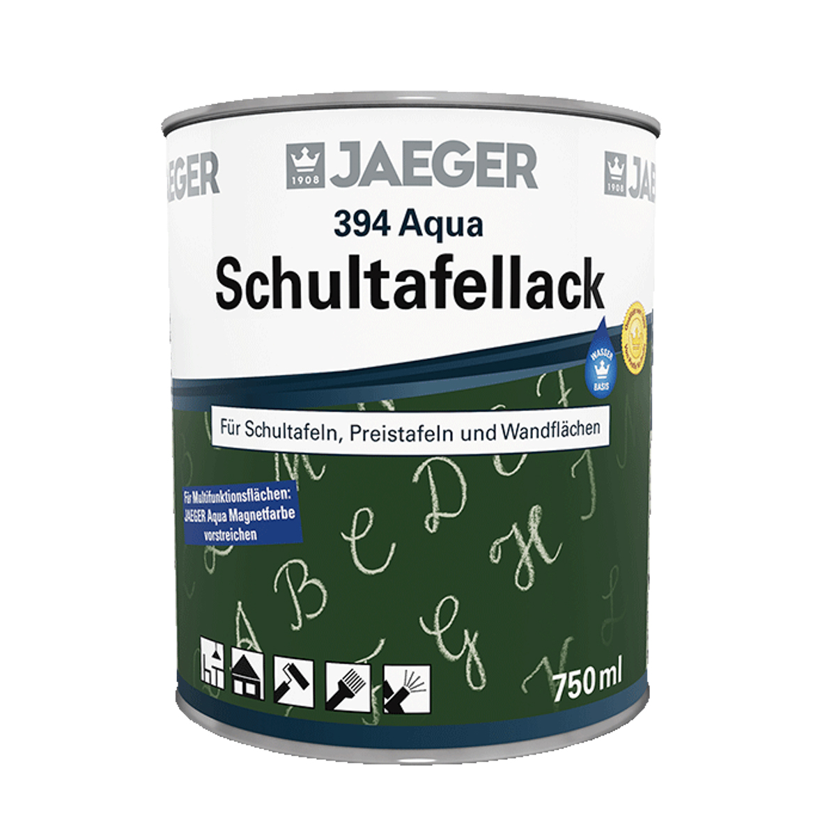 Jaeger Aqua Schultafellack 750 ml 3940600-071 mattgrün